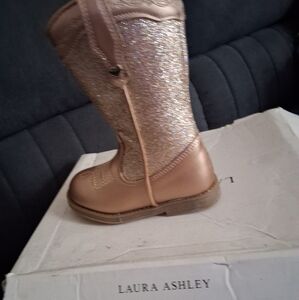 Laura Ashley Gold Ankle Booties with Metallic Sheen